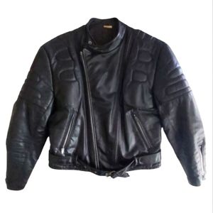 Valdor sportswear black leather motorcycle jacket  vintage (**)